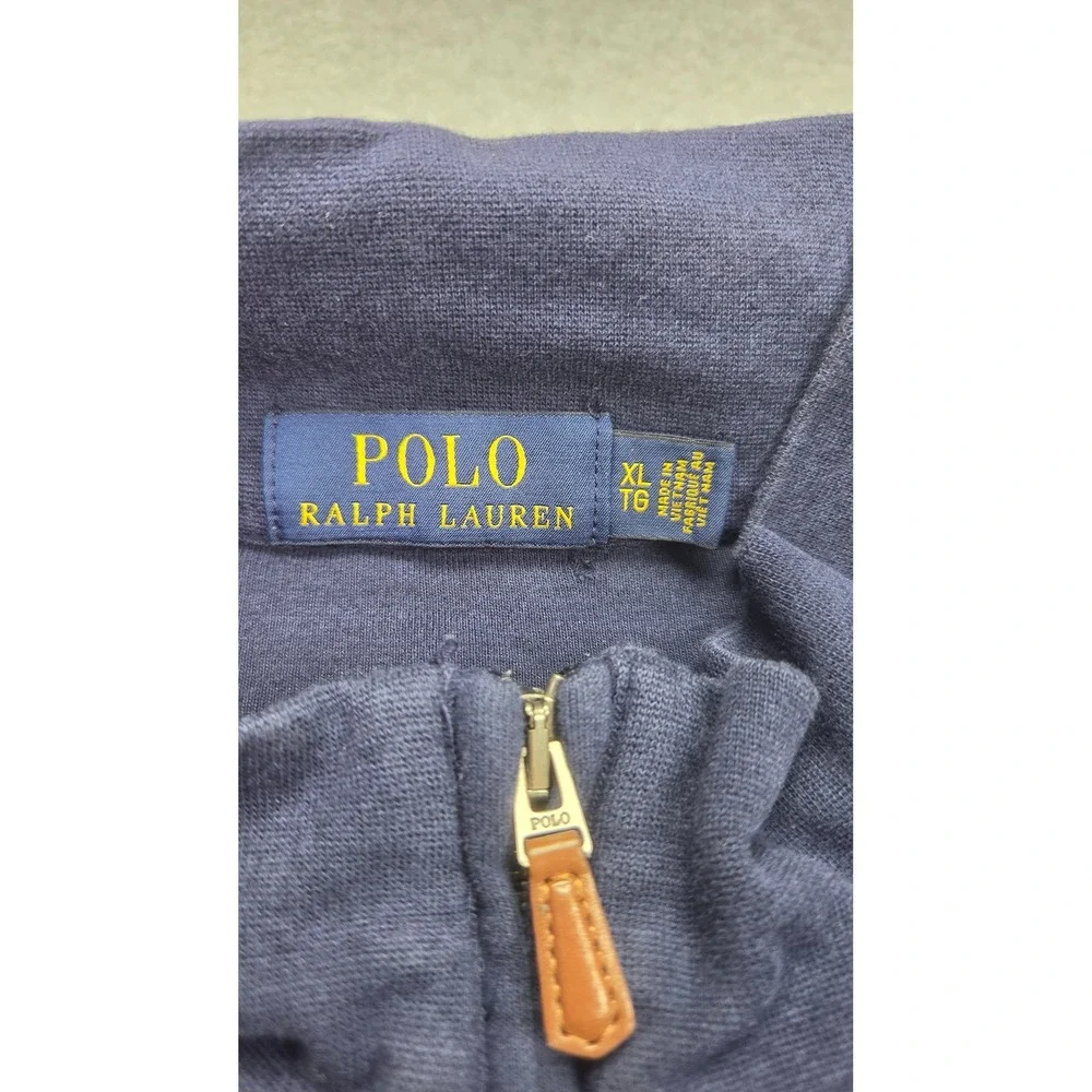 Polo Ralph Lauren Quarter 1/4 Zip Men XL‎ Navy Blue Classic Pullover Sweater